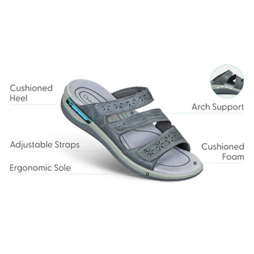 Orthofeet Sahara Sandals in Gray, size 8.5 WIDE, NIB Resort wear vacation Beachy - Picture 2 of 10